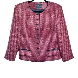SAG HARBOR Red Multicolor Cropped Suit Jacket/Blazer Size 14